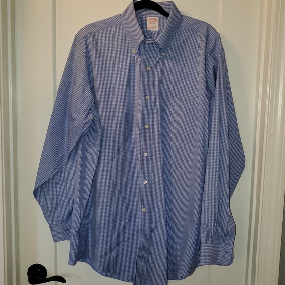 Brooks Brothers Blue and White Checked Dress Shirt - Picture 1 of 4